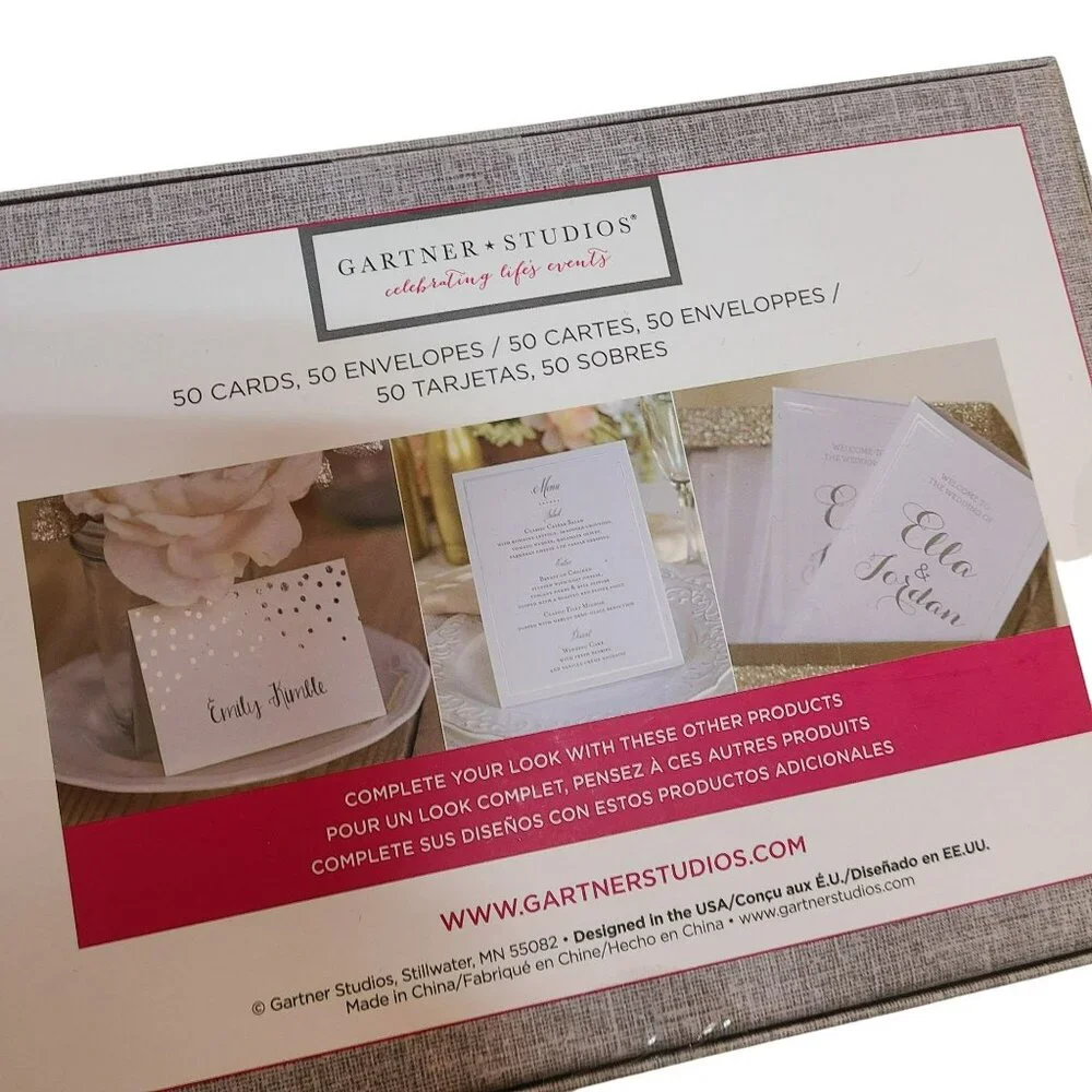 Gartner Studios Thank You Cards & Envelopes Set 50 Pack Elegant Black Damask Des